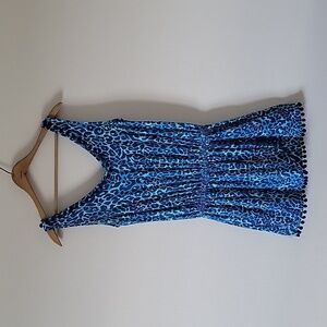 Lilly Pulitzer Gigi Wrap Romper Blue Leopard Print Size XS